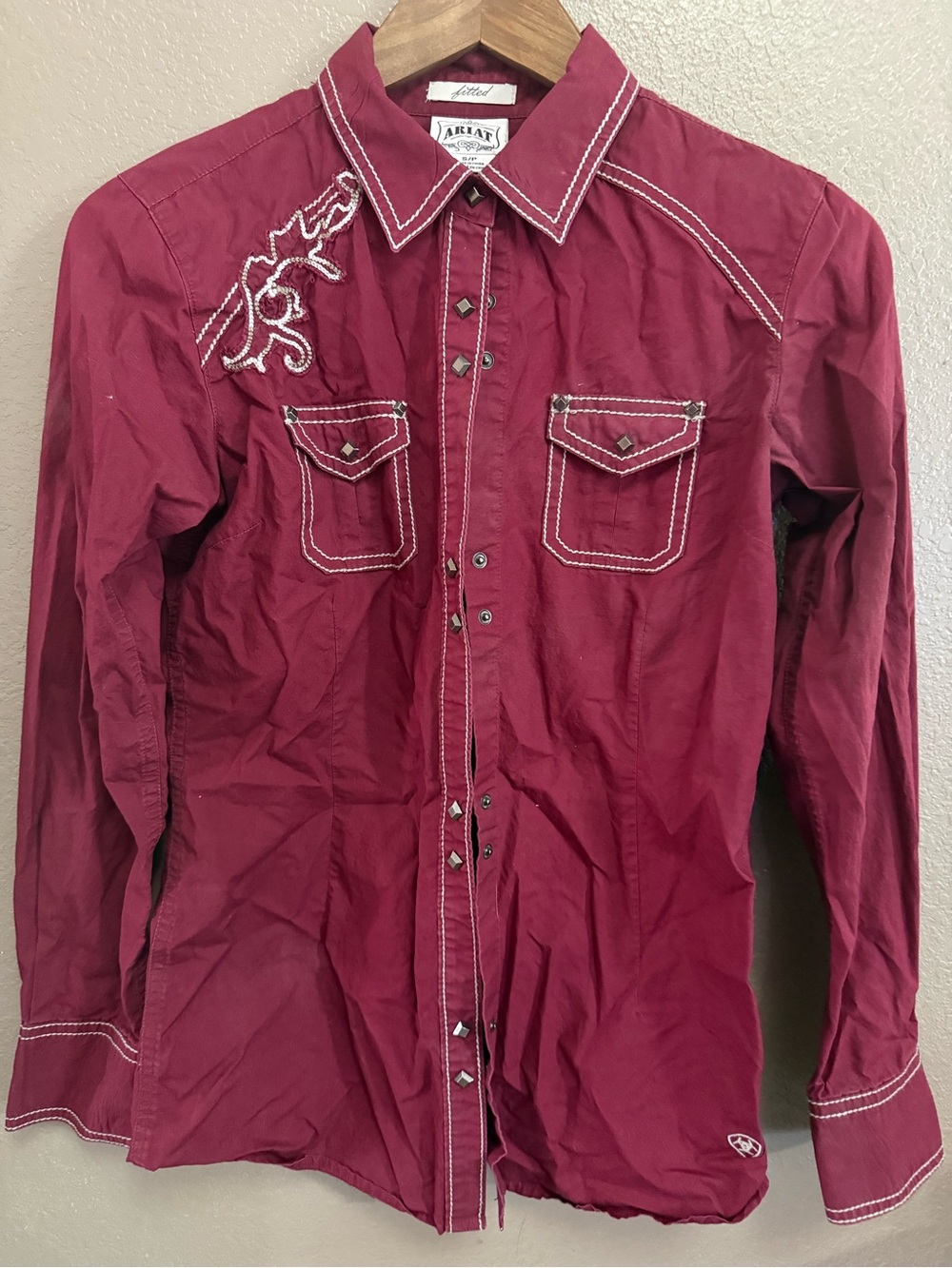 Ariat Men's Dark Red Western Button-Down Shirt